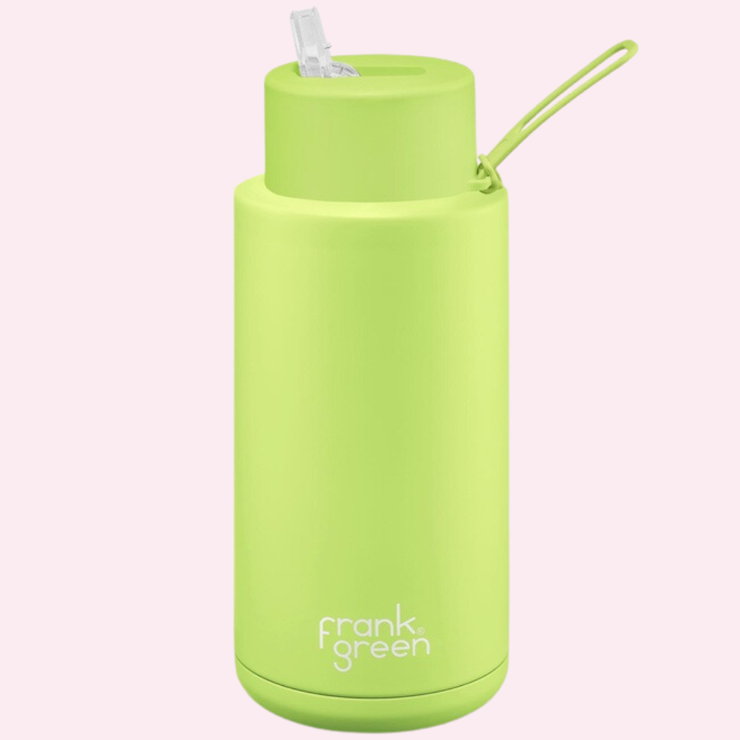 Frank Green Ultimate Ceramic Reusable Bottle with Straw 1L (34oz) Mint  Gelato